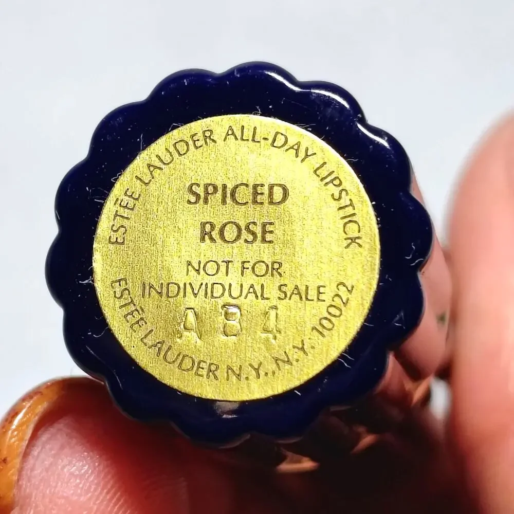 Vintage Estee Lauder Spiced Rose All Day Lipstick Discontinued Ribbed Tube NOS
